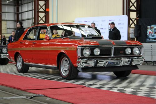 A rare red Ford GTHO Phase III Falcon has sold for more than $1 million at auction. (Supplied)