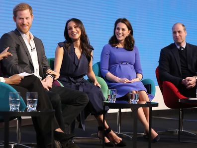 LONDON, ENGLAND - FEBRUARY 28:  Prince Harry, Meghan Markle, Catherine, Duchess of Cambridge and Prince William, Duke of Cambridge attend the first annual Royal Foundation Forum held at Aviva on February 28, 2018 in London, England. Under the theme 'Making a Difference Together', the event will showcase the programmes run or initiated by The Royal Foundation.  (Photo by Chris Jackson - WPA Pool/Getty Images)