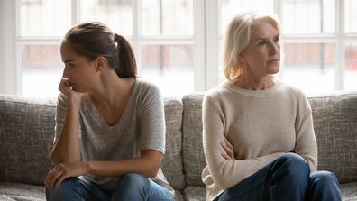 Women tension family fighting silent treatment mother daughter