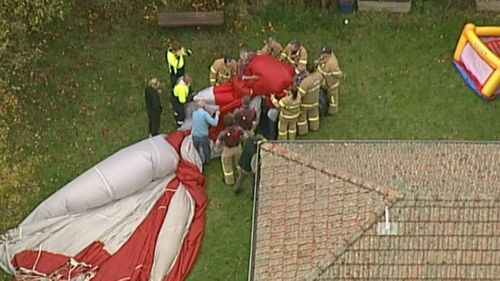 The hot air balloon landed in a Glen Iris back yard this morning.