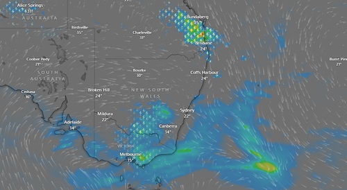 Fortes tempestades no sudeste da Austrália