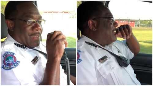 Officer Jenkins struggled to hold back the tears. (Sarasota Police Department/ Facebook)
