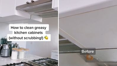 Woman shares DIY method for cleaning kitchen cabinets