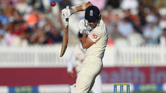 James Anderson evades a short pitched ball from Jasprit Bumrah during the Lord's Test. (Getty)