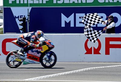 Portuguese rider Miguel Oliviera claims victory in Moto3.