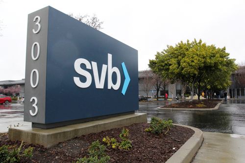 A sign for Silicon Valley Bank (SVB) headquarters is seen in Santa Clara, California, U.S. March 10, 2023. REUTERS/Nathan Frandino