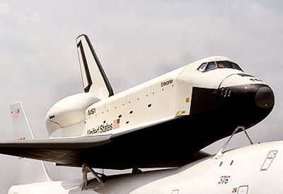 Enterprise on top of Shuttle Carrier Aircraft (Getty)