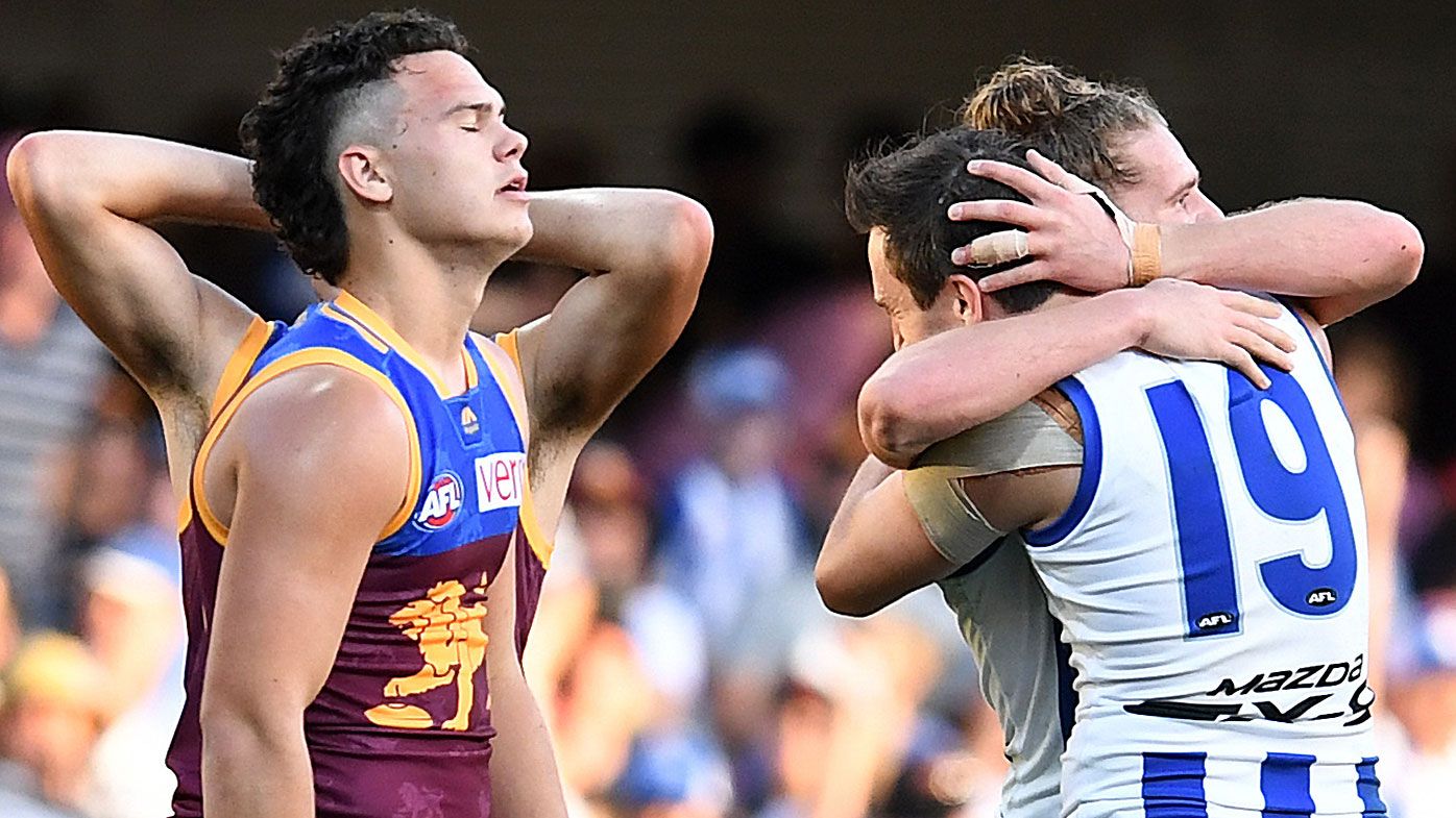 Cameron Rayner misses game-winning goal as Kangaroos hold on against Brisbane Lions