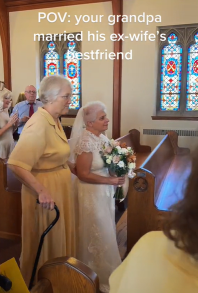 granddaughter at grandfather's wedding to late wife's best friend