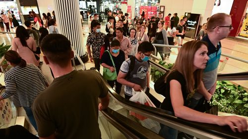 Shopping centres in Sydney's suburbs were busy, while the CBD was quiet