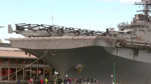 The impressive amphibious assault ship carries about 2500 US Navy and Marine personnel. (9NEWS)