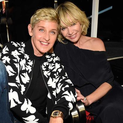 Ellen DeGeneres and Portia de Rossi attend the 2017 MTV Video Music Awards at The Forum on August 27, 2017.