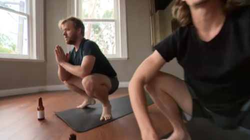 Beer and yoga are being touted as the latest fitness trend. (9NEWS)