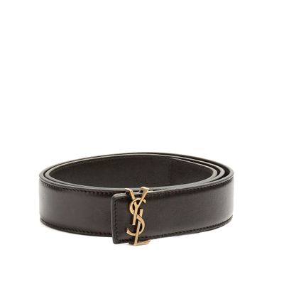 YSL logo belt, $510 at <a href="http://www.matchesfashion.com/au/products/Saint-Laurent-Monogram-leather-waist-belt-1159615" target="_blank">Matches.com<br>
</a>
