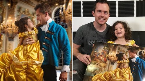 Loving dad treats daughter to 'Beauty and the Beast' photo shoot