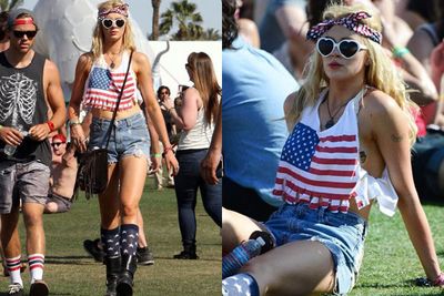 Ireland Baldwin would like for you to know that she's an all-round American girl...which is why she's wearing the US flag on her head, tee and socks.
