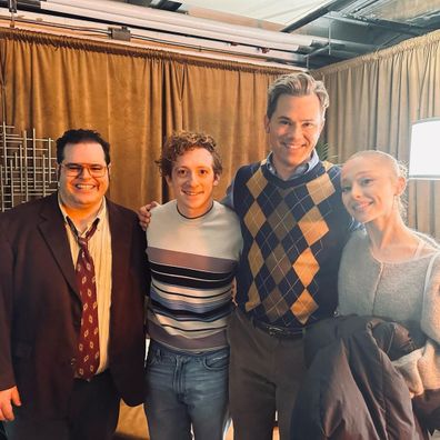 Ariana Grande and beau Ethan Slater pose backstage with Gutenberg