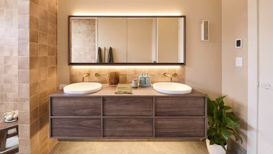 EMBARGO 3/8/2025 8:30PM The Block 2025 Sonny and Alicia House 4 Guest Bathroom room reveal week 1 