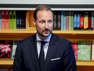 Norway's Crown Prince Haakon visits the Bergen public library and the exhibition "The hunt for the truth" in Bergen, Norway, Tuesday March 5, 2024