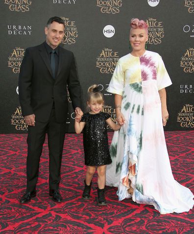 Pink and her family attends the premiere of Disney's "Alice Through The Looking Glass at the El Capitan Theatre on May 23, 2016 in Hollywood, California.