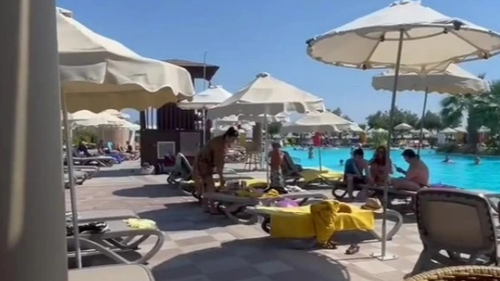 Traveller shares footage of 5-star Greek resort before and after wildfire sweeps through.