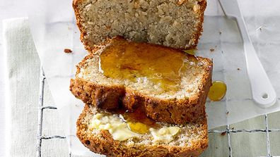 Banana bread with honey and butter