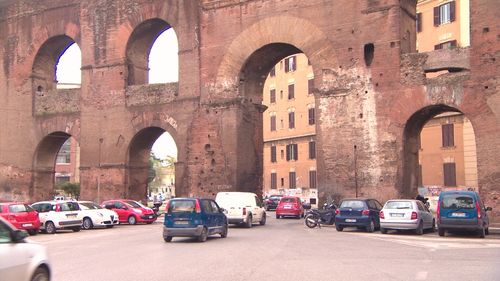 Car exhausts have stained sections of the wall thanks to the building of roads through the arches. Picture: 9NEWS