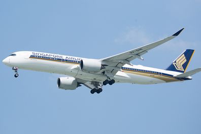 The aircraft of Singapore Airlines on the way to landing at Tan Son Nhat international Airport, Ho Chi Minh city, Viet Nam.