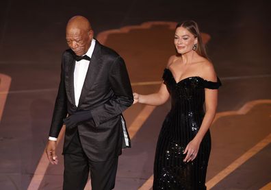 Morgan Freeman and Margot Robbie at the 95th Annual Academy Awards held at Dolby Theatre on March 12, 2023