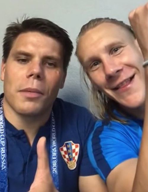 The Croatian Football have sacked Ognjen Vukojevic (left) after he posted a 'Glory to Ukraine' video following the country's win against Russia on Sunday. Picture: Twitter.