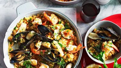 Recipe: <a href="http://kitchen.nine.com.au/2016/05/05/15/39/seafood-risotto" target="_top">Seafood risotto</a>