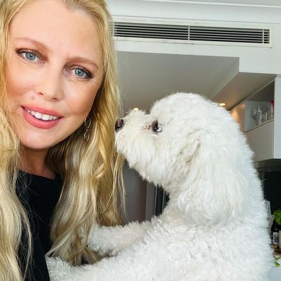 Mel Greig poses with her Maltese x Miniature Poodle Mia.