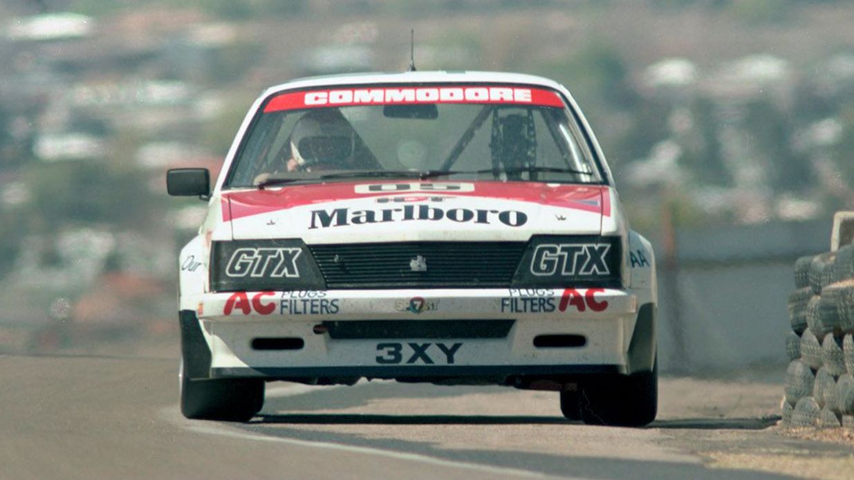 Peter Brock and Larry Perkins on the way to victory in the 1982 Bathurst 1000.