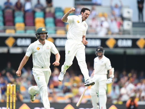 Mitchell Johnson celebrates a wicket in the First Test. (WACA)