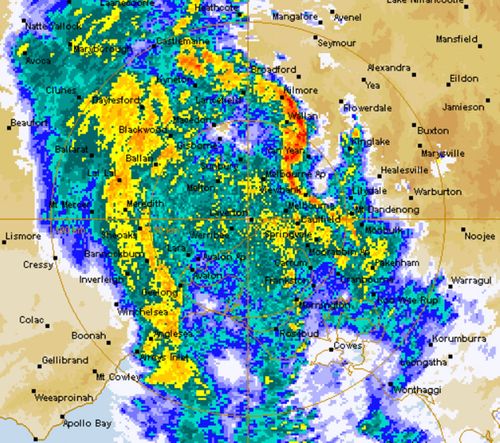 Victorian rain radar Sat 0404 @ 12:30am