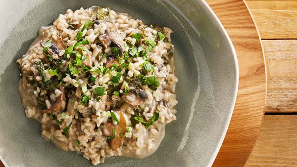 Poh's mushroom and spinach risotto recipe for SunRice