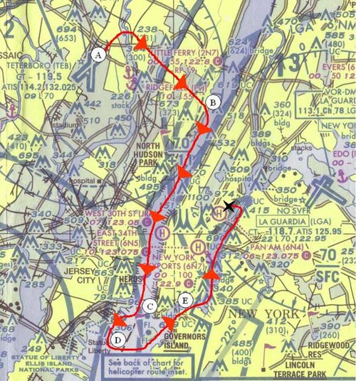 Uçak, kazadan önce Manhattan'ın büyük bir kısmını dolaşmıştı.