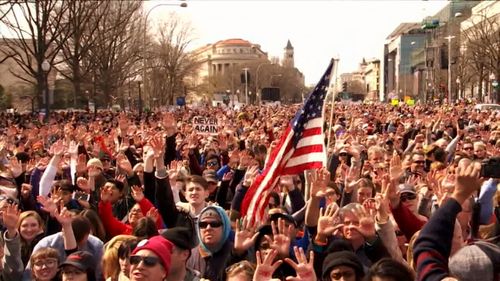 Massive protests in favour of gun control have taken place across the US.