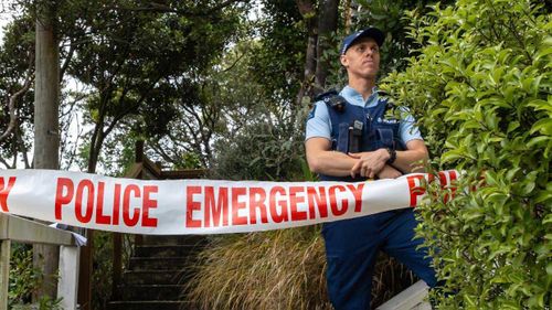 Police at the scene of two deaths in Roseneath, Wellington.