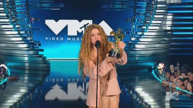 Shakira on stage at the 2023 MTV Video Music Awards