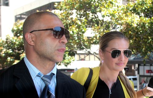 Eagle and her lawyer Adam Houda when the boxer was sentenced in January. Picture: AAP