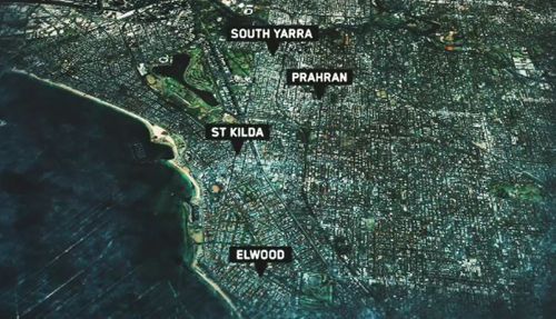 The incidents occurred across Melbourne, in the suburbs of South Yarra, Elwood, St Kilda and Prahran.

