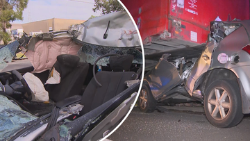 Sydney residents have been left in disbelief after an allegedly disqualified driver walked away from a crash﻿ that saw the roof of his vehicle torn off by a semi-trailer.