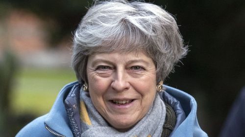 Prime Minister Theresa May leaves after attending a church service near her Maidenhead constituency.