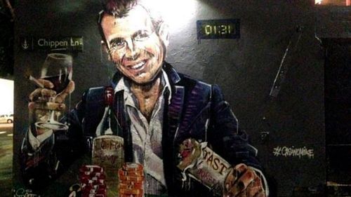 Sydney street artist gives Mike Baird a spray in street mural over lock-out laws