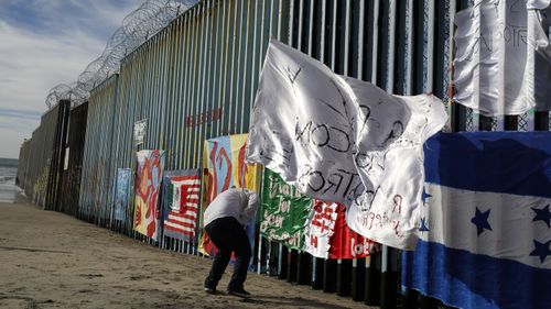 The US-Mexico border wall featured prominently in Mr Trump's speech.