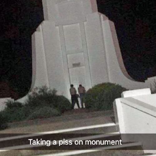 Men urinate on war memorial, post photo to Snapchat