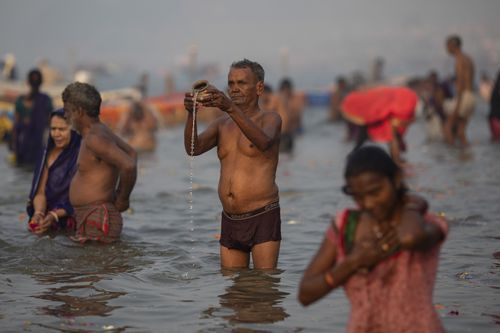 Hindus believe bathing at Sangam, the confluence of three rivers, will cleanse their sins.