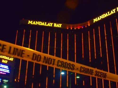 A photograph of the Mandalay Bay Hotel, owned by MGM Resorts, where Stephen Paddock conducted the deadliest mass shooting in US history.