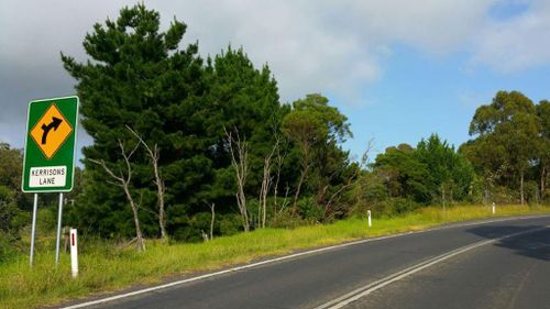 The isolated road where two children survived the car crash that killed their mother. (9NEWS)